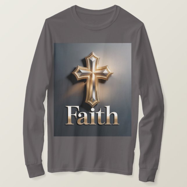 T-Shirt Croix de la Foi Gris pour Hommes (Design devant)
