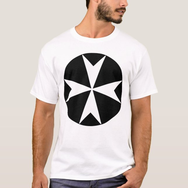 T-shirt Croix de Malte v2 (blanc sur noir) (Devant)