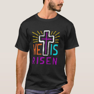 T-shirt Croix de Pâques Il est ressuscité Jésus Hommes Fem