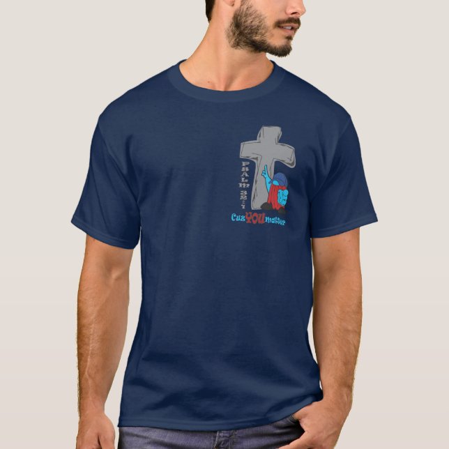 T-shirt Croix de pierre parce que vous comptez Psaume 32 1 (Devant)
