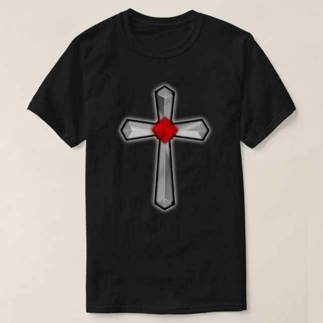 T-shirt Croix de pierre rouge rubis (Design devant)