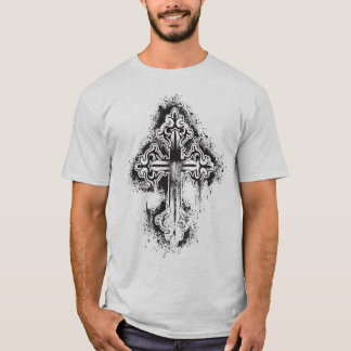 T-shirt Croix de pochoir - customisée