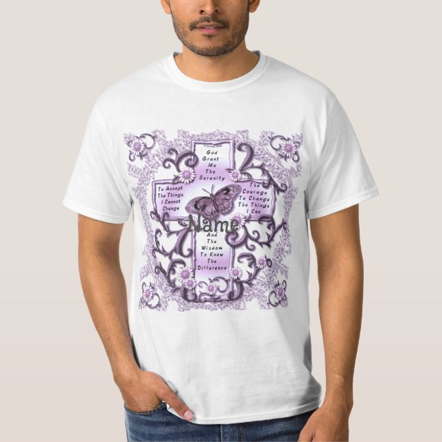 T-shirt Croix de prière de sérénité violette (Devant)