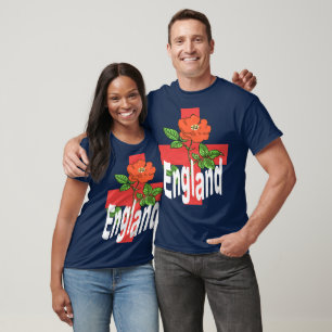 T-shirt Croix de St George avec rose de Tudor et texte Ang