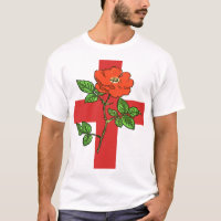 Croix de St George stylisée et Rose Rouge