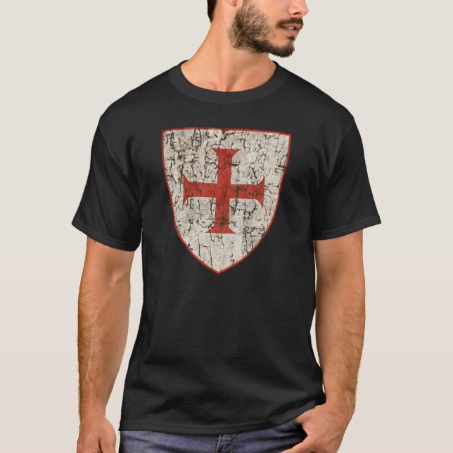 T-shirt Croix de Templar, affligée (Devant)