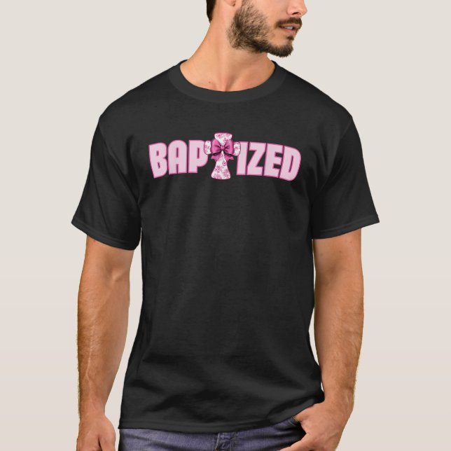 T-shirt Croix De Toile Rose Baptisée Et Bow De Coquette Po (Devant)