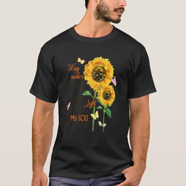 T-shirt Croix de tournesol foi papillon Jésus Christian Wa (Devant)