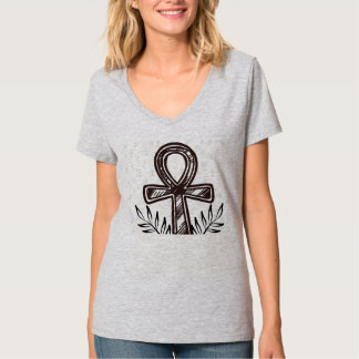 T-shirt Croix de vie égyptienne antique & branche d'olivie