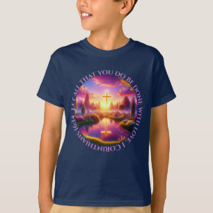 T-shirt Croix d'or dans un jardin paradisiaque tropical