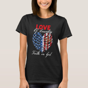 T-shirt Croix du cœur patriotique de la foi chrétienne en