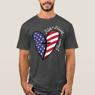 T-shirt Croix du Coeur Quatrième 4 juillet patriotique