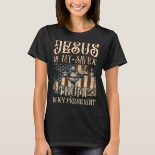 T-shirt Croix du drapeau américain Jésus est mon sauveur T