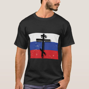 T-shirt Croix du drapeau chrétien orthodoxe russe