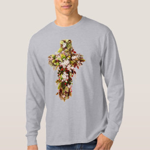 T-shirt croix fleurie de Pâques Jésus