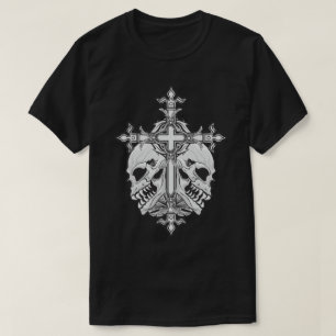 T-shirt Croix gothique avec crânes