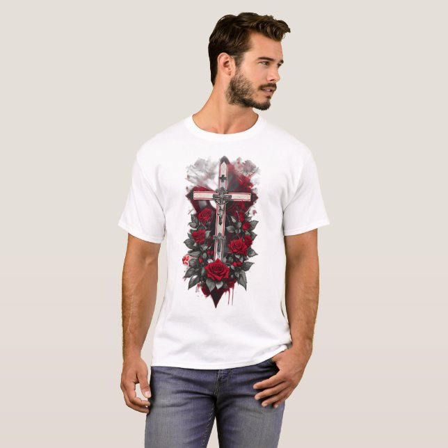 T-shirt Croix gothique de tatouage 12 (Devant entier)