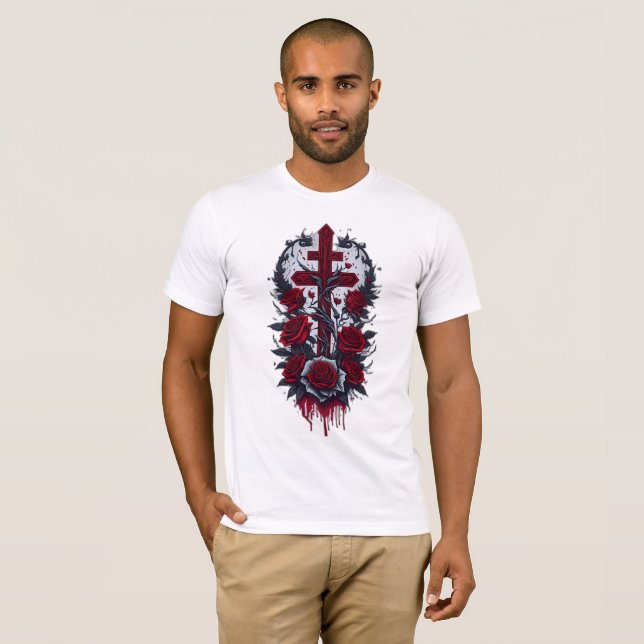 T-shirt Croix gothique de tatouage 17 (Devant entier)