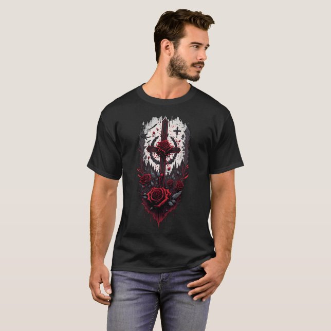 T-shirt Croix gothique de tatouage 26 (Devant entier)