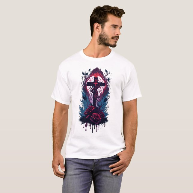 T-shirt Croix gothique de tatouage 27 (Devant entier)