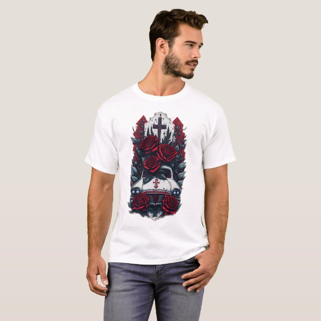 T-shirt Croix gothique de tatouage 5 (Devant entier)