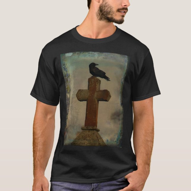 T-shirt Croix Gothique Et Corbeau (Devant)