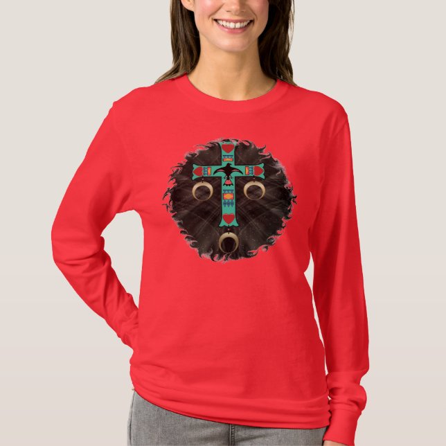T-shirt Croix indienne en ciel nocturne (Devant)