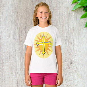 T-shirt Croix jaune Bottony Éclat de soleil Foi chrétienne