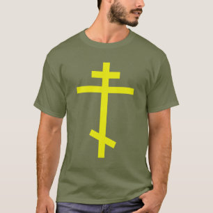 T-shirt Croix orthodoxe jaune. Olive Drab