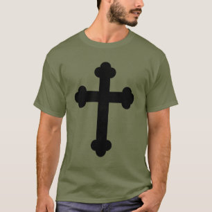 T-shirt Croix orthodoxe noire. Olive Drab