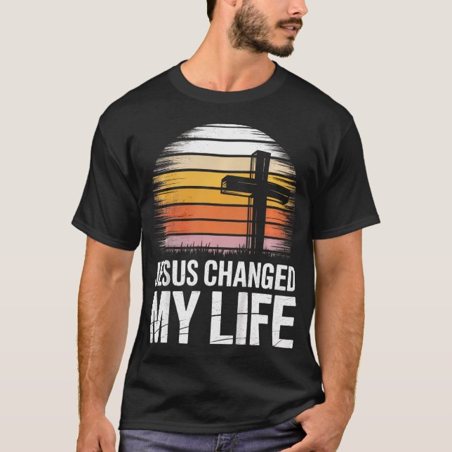 T-shirt Croix Rétro Jésus a Changé Ma Vie (Devant)
