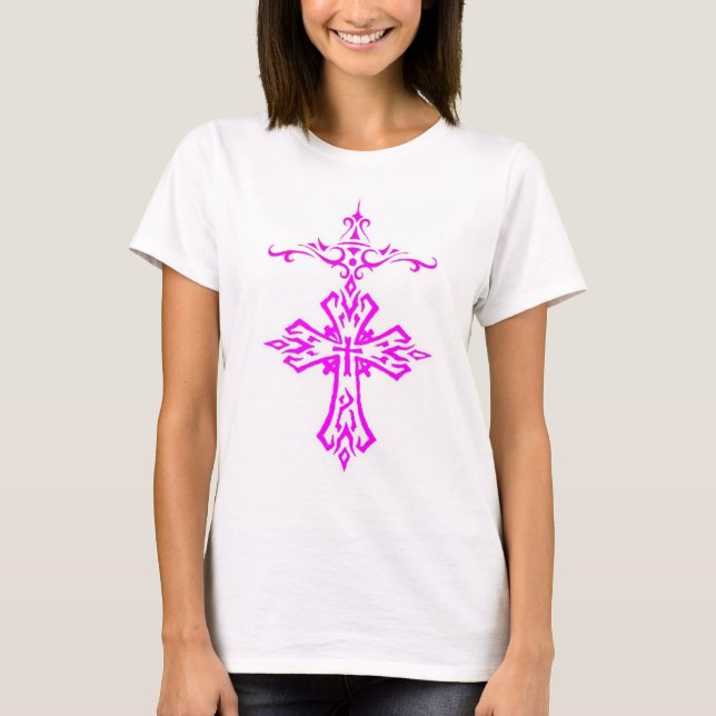 T-shirt croix rose (Devant)
