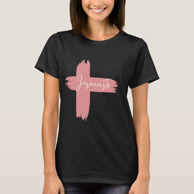 T-shirt Croix rose blanc Jesucristo (Devant)