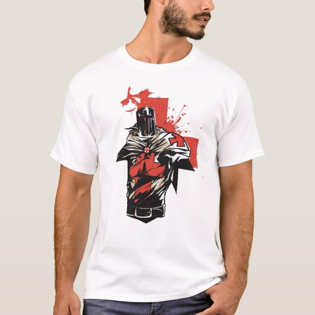 T-shirt Croix-Rouge Saint George Christian Crusader (Devant)