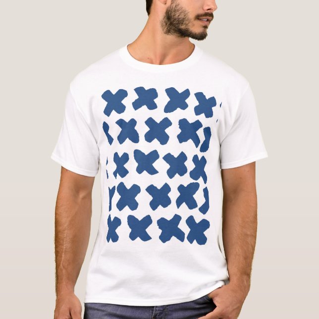 T-shirt Croix Shibori : Indigo Batik Motif (Devant)