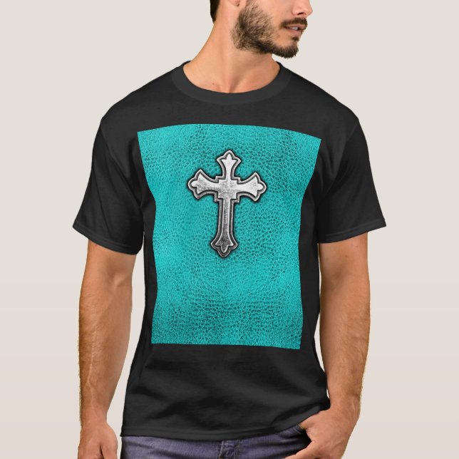 T-shirt Croix turquoise en métal (Devant)