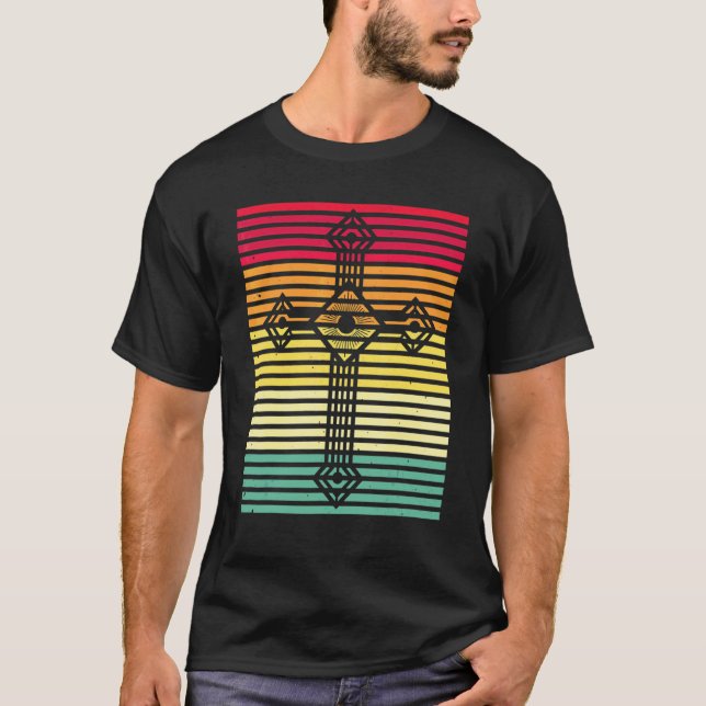 T-shirt Croix vintage catholique Pâques (Devant)