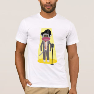 T-shirt Crooner Sock Monkey Cute Retro Singer Cartoon