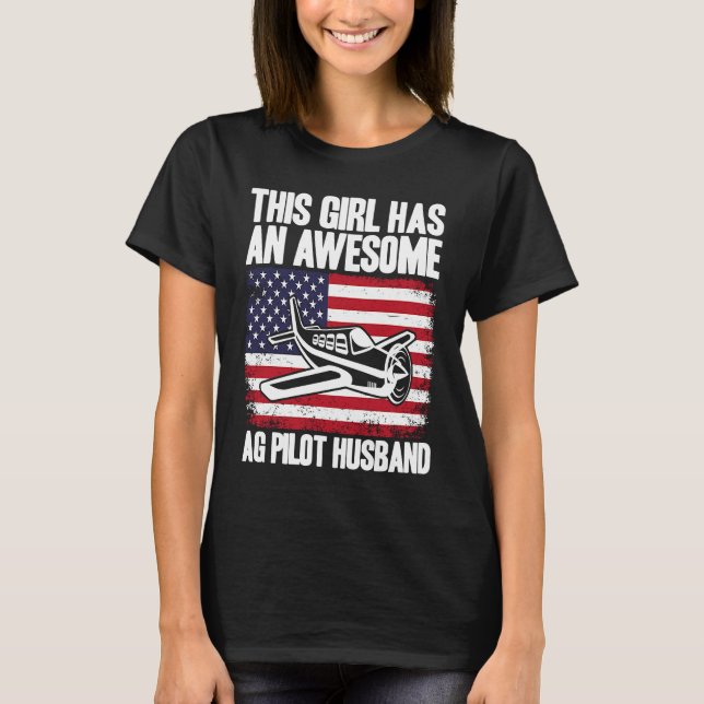 T-shirt Crop Duster American Flag AG Pilot Wife (Devant)