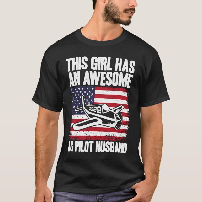 T-shirt Crop Duster American Flag AG Pilot Wife (Devant)