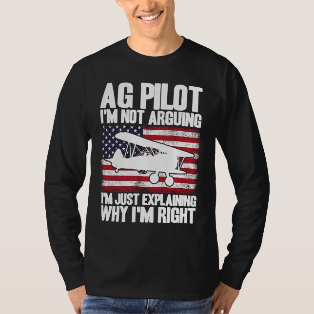 T-shirt Crop Duster American Flag Just Explaining Why I'm  (Devant)