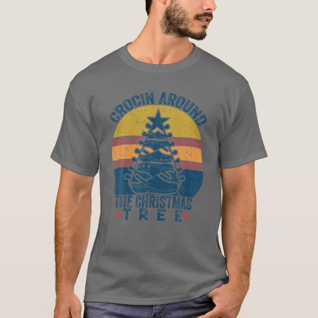 T-shirt Croquer Autour De L'Arbre De Noël Drôle Vinta Rétr (Devant)