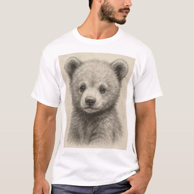 T-shirt Croquis adorable Bear Cub (Devant)