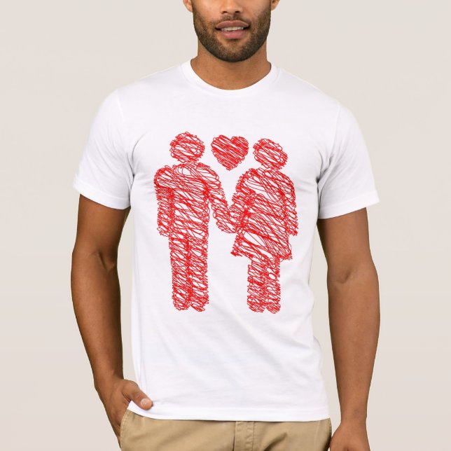 T-shirt Croquis affectueux de couples (Devant)