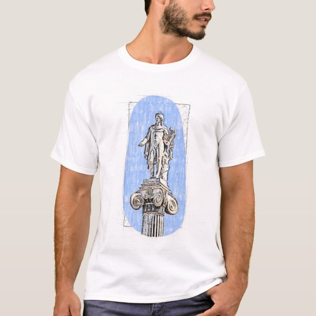 T-shirt Croquis aquarelle de la statue d'Apollon (Devant)