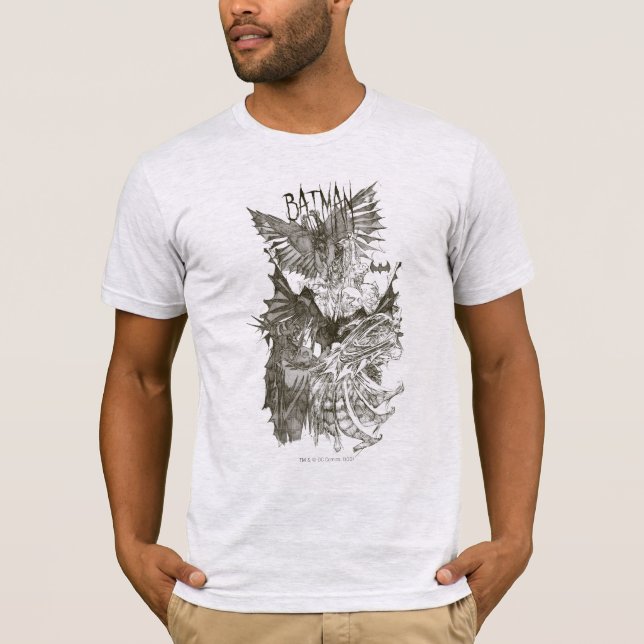 T-shirt Croquis au crayon de novice de Batman (Devant)