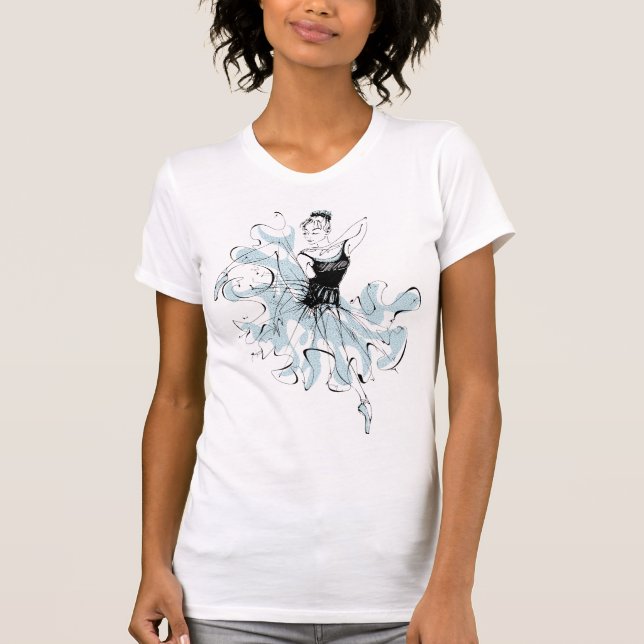T-shirt Croquis Ballerina en bleu (Devant)