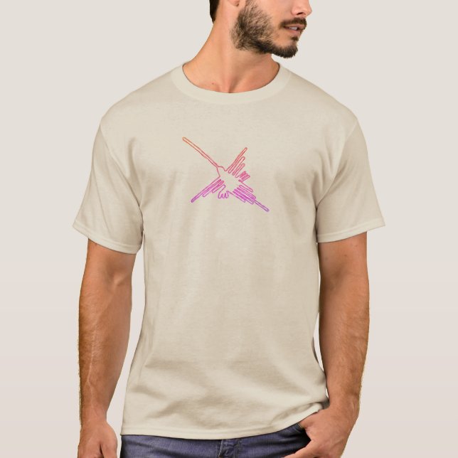 T-shirt Croquis coloré de Nazca Lines Hummingbird (Devant)