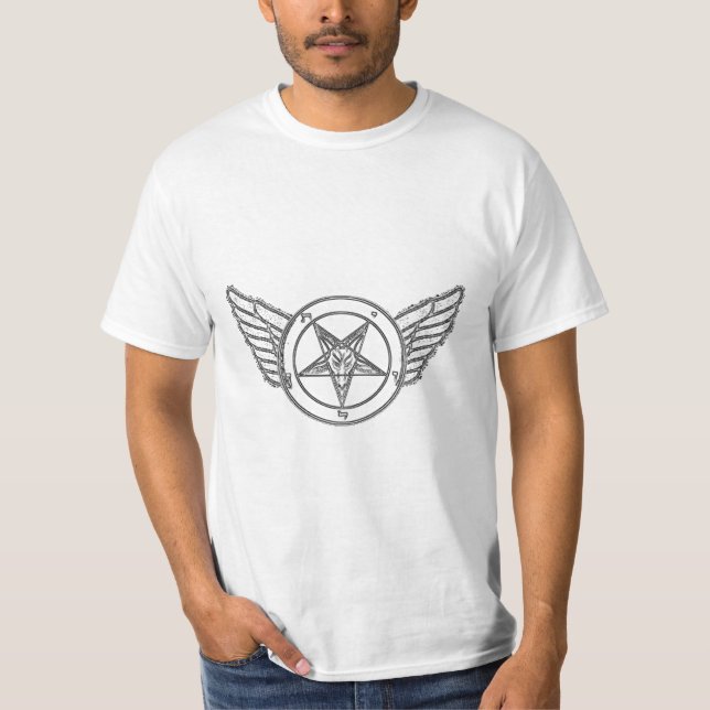 T-shirt Croquis de Baphomet avec des ailes (Devant)