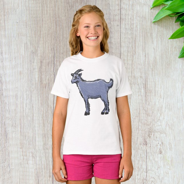 T-shirt Croquis de chèvre grise Animal de ferme rustique (Créateur téléchargé)
